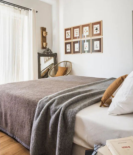 Fauve / Gris Clair 100% Alpaca Blankets by Brun de Vian-Tiran