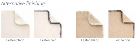 The Cachemire blanket is available on request with festoon edge stitching