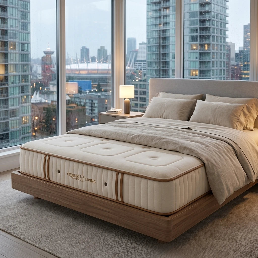 The Organic Meadow Nature (medium) and Living (firm) feature a 2" soft organic latex top layer with your choice of medium (Nature) or firm (Living) for the 7" organic latex core