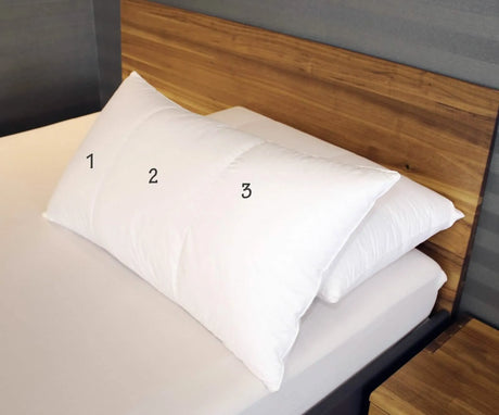 St Genève king-size down pillows are constructed with 3 chambers to prevent down from migrating to the outside edges