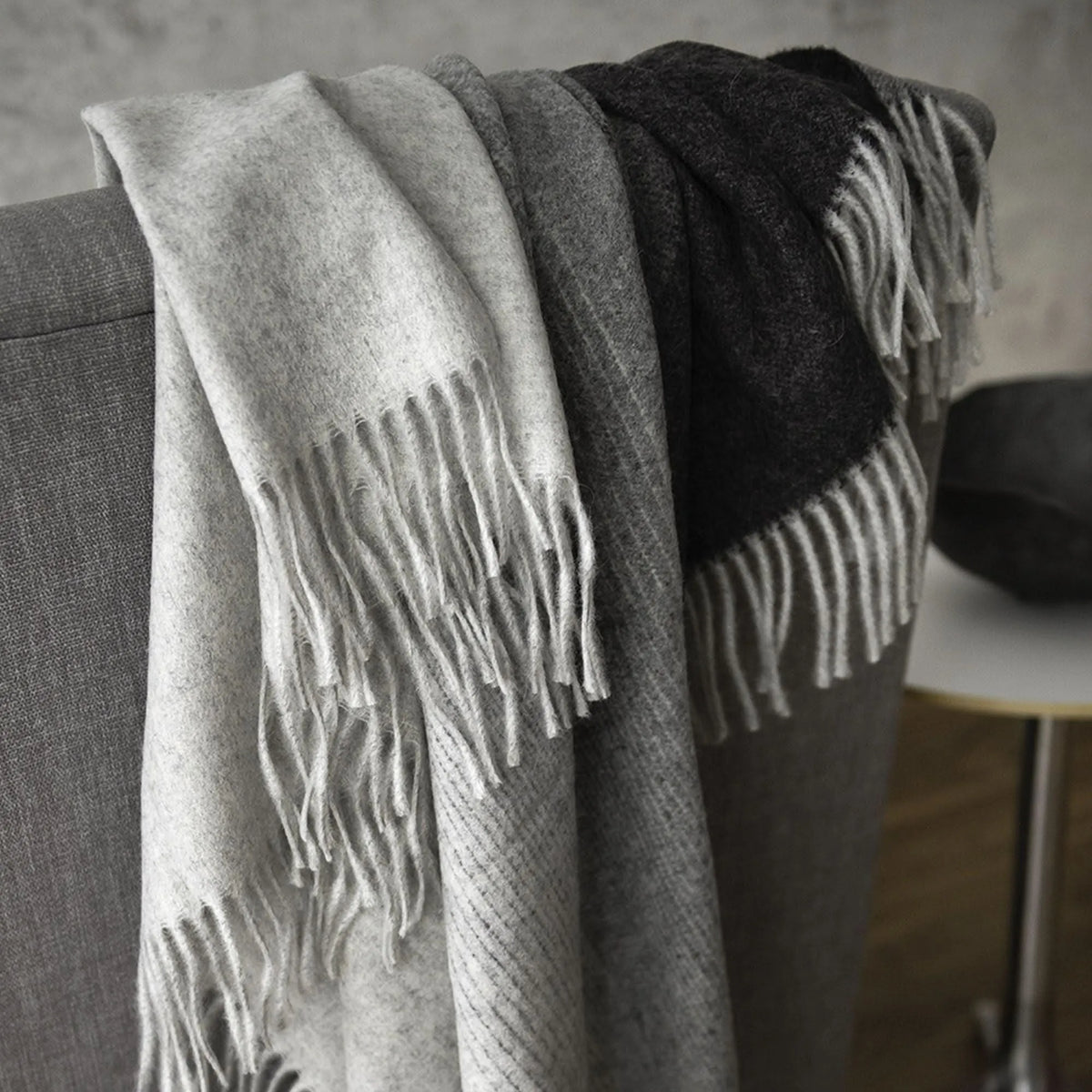 St Genève Aria Throw in Charcoal gradient colourway