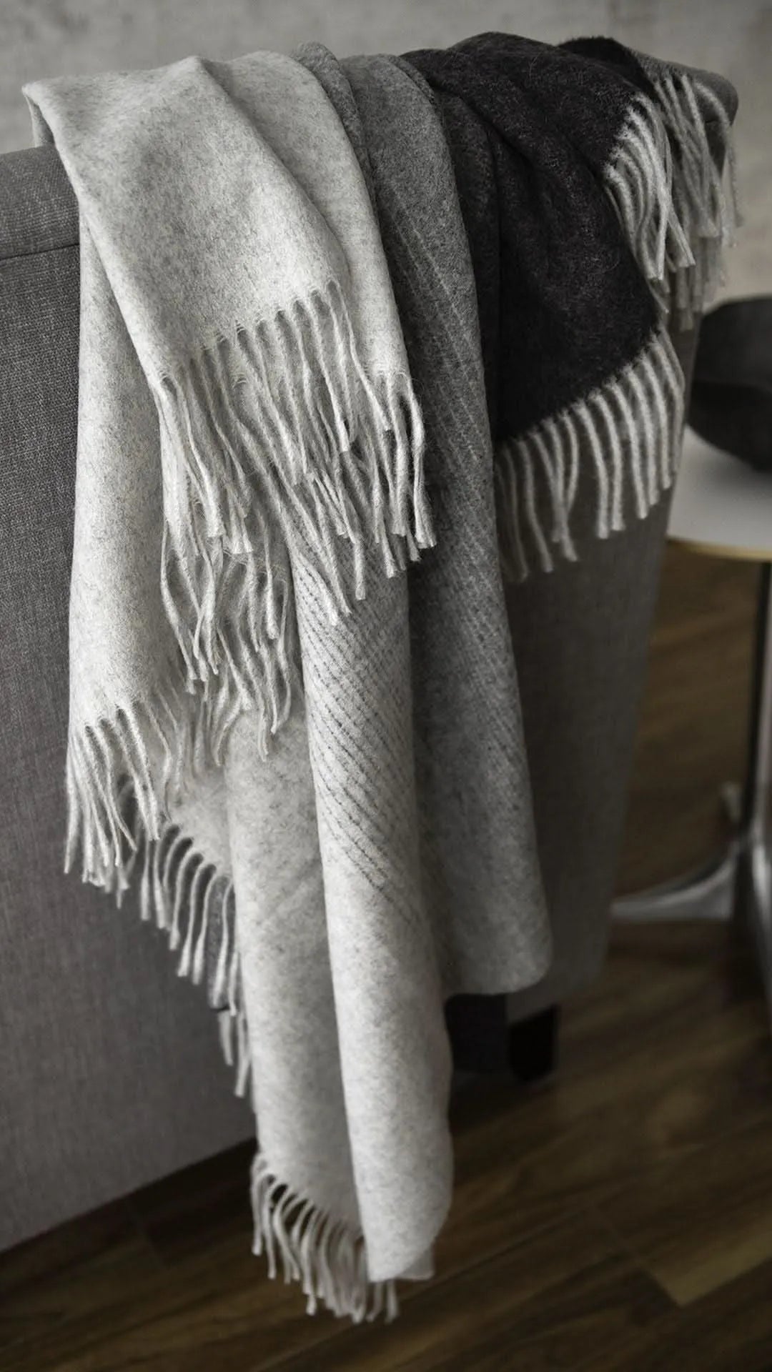St Genève Aria Throw in Charcoal gradient colourway