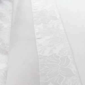 St Genève Eterna in Fiori - flat sheet w/ 4" Fiori cuff and Capri 100 White solid