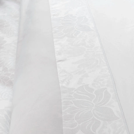 St Genève Eterna in Fiori - flat sheet w/ 4" Fiori cuff and Capri 100 White solid