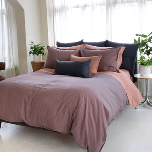  St Genève Riva - main/predominant colour is Poppy. Sheeting in Echo Rhubarb, additional shams/cushion in Riva Ink