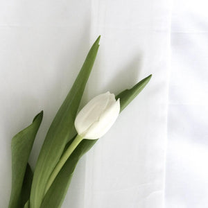 St Genève Sintra 300 thread count percale bedding in crisp white. Available in duvet covers, flat/fitted sheets, shams and pillowcases