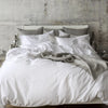 St Genève Sintra 300 thread count percale bedding in crisp white. Available in duvet covers, flat/fitted sheets, shams and pillowcases