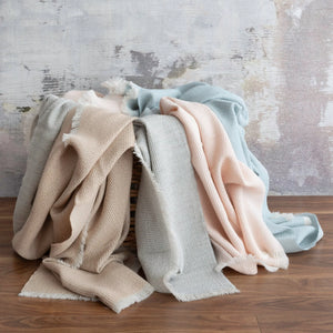 Soho Throws, Left-to-right: Mist, Pecan, Mist, Cameo & Seaglass
