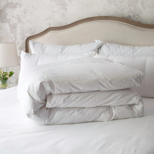 Ziegler is an 850 loft Polish white goose down fill inside of a 380 thread count German-made down proof, dust mite proof cotton ticking