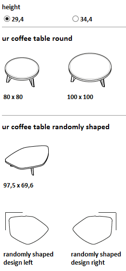 TEAM 7 ur coffee table possible configurations. Credit: FurnPlan