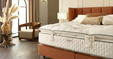 The Woodford mattress is shown here with the optional Yorkshire 12000 enhancer (mattress topper)