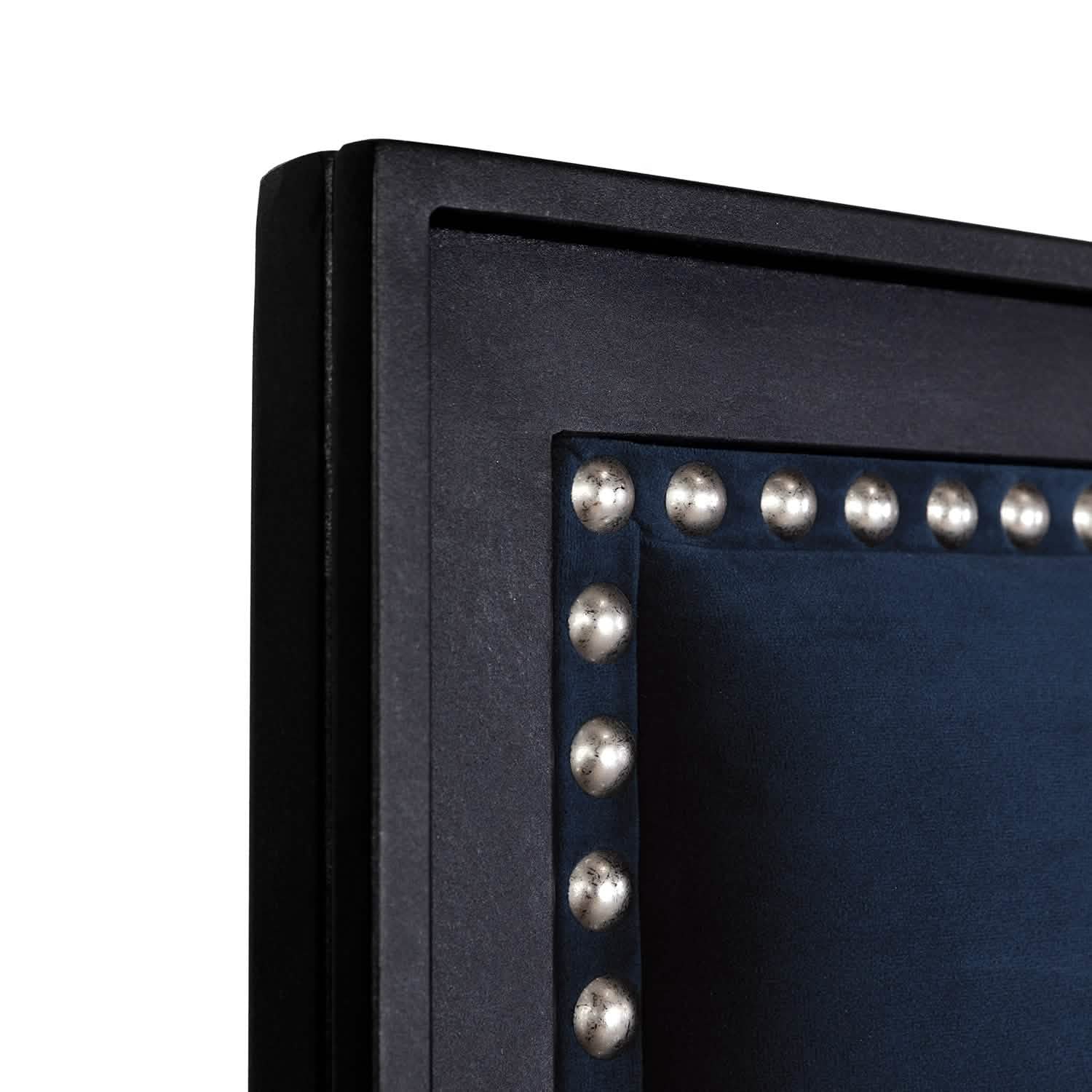 Avery Bed in Aged Iron metal finish & Chronicle Navy fabric