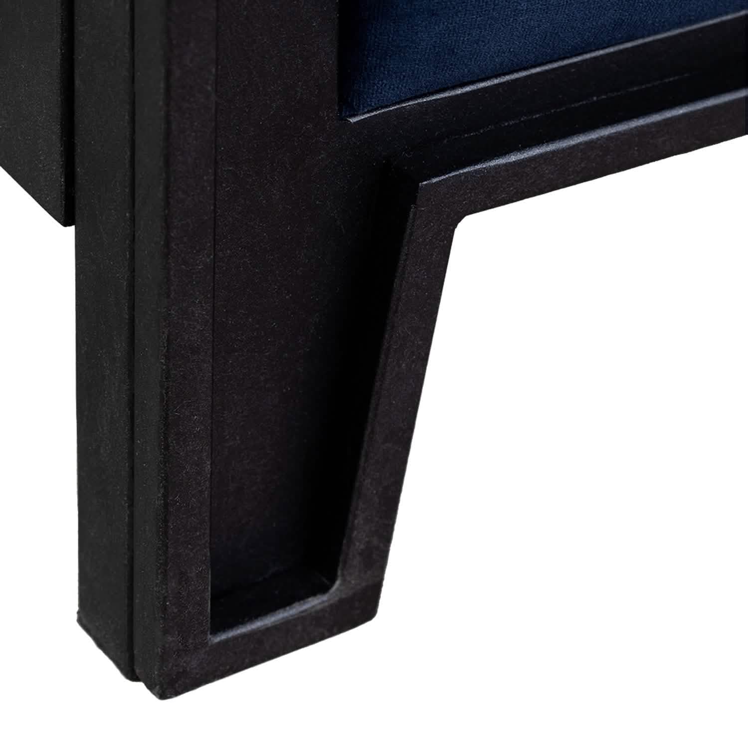 Avery Bed in Aged Iron metal finish & Chronicle Navy fabric