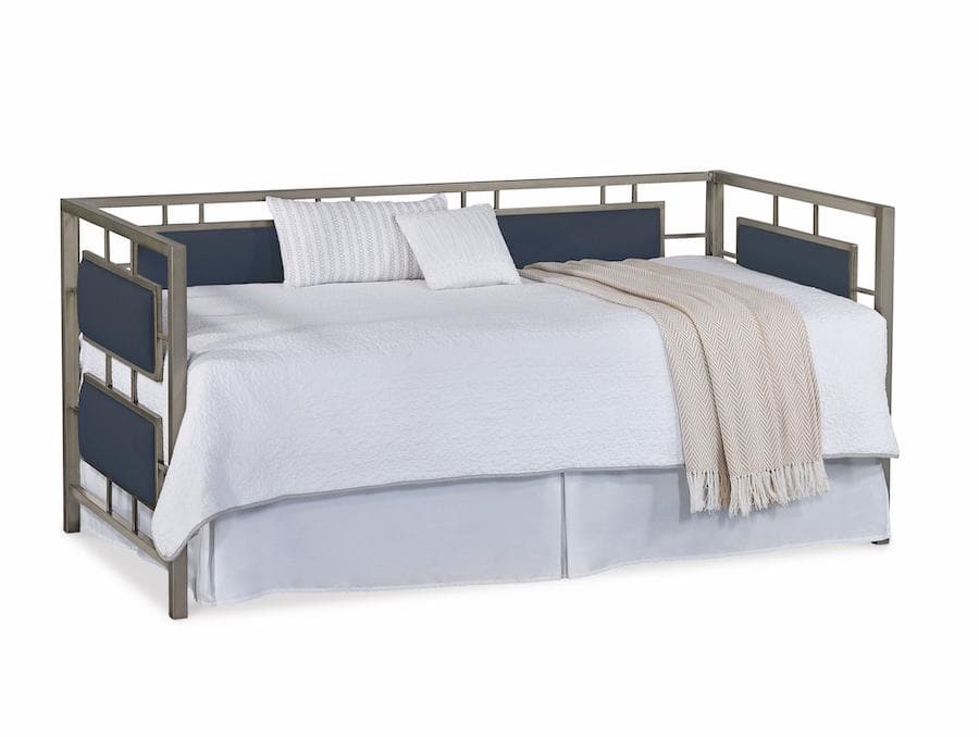 Ayla Daybed in Pewter metal finish & Chronicle Navy fabric