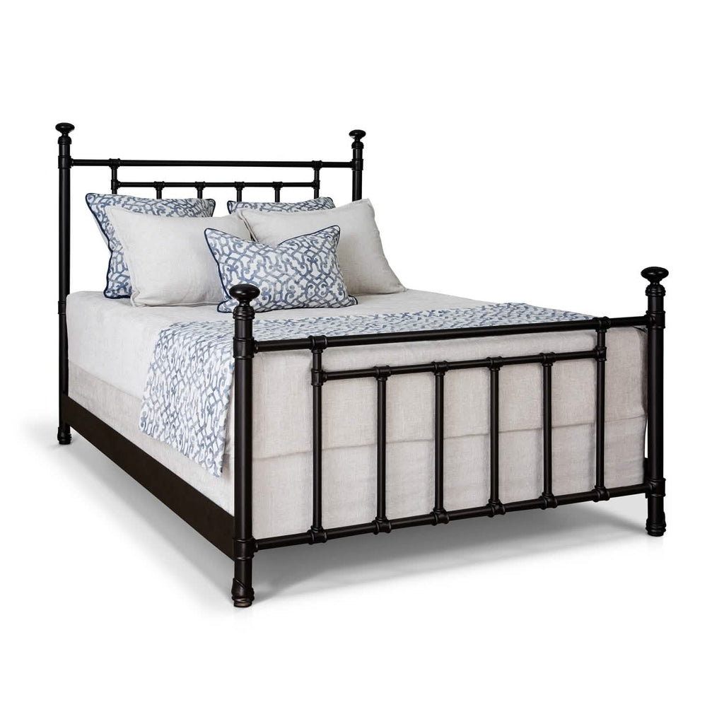 Blake Queen Bed in Black Suede metal finish