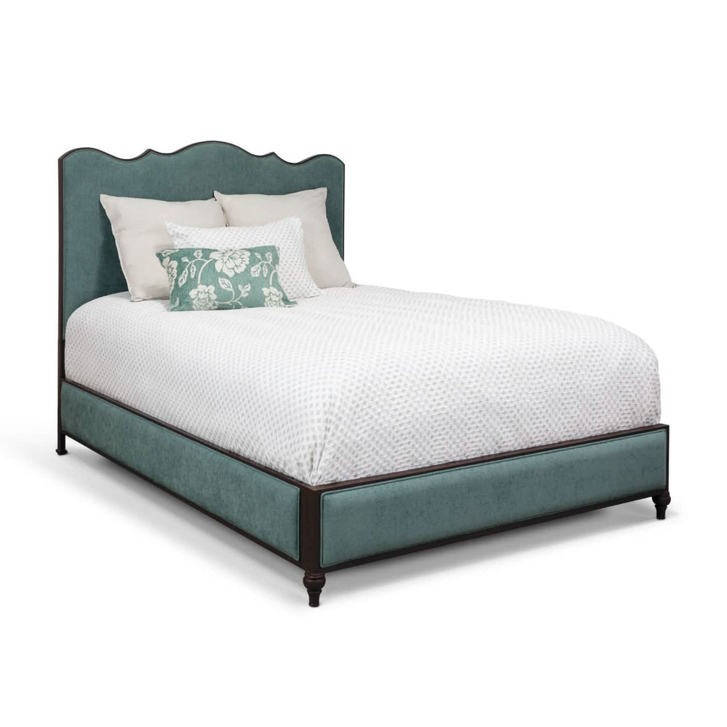 Evans Bed in Natural Rust metal finish & Sasha Teal fabric