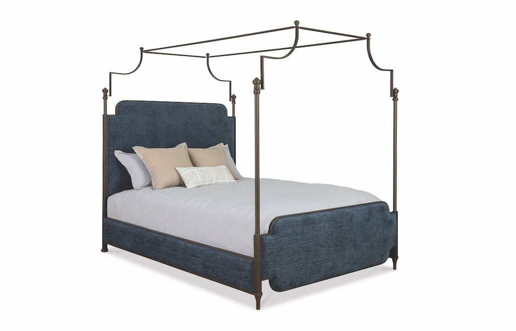 Kenton Bed in Old Copper metal finish & Archer Navy fabric