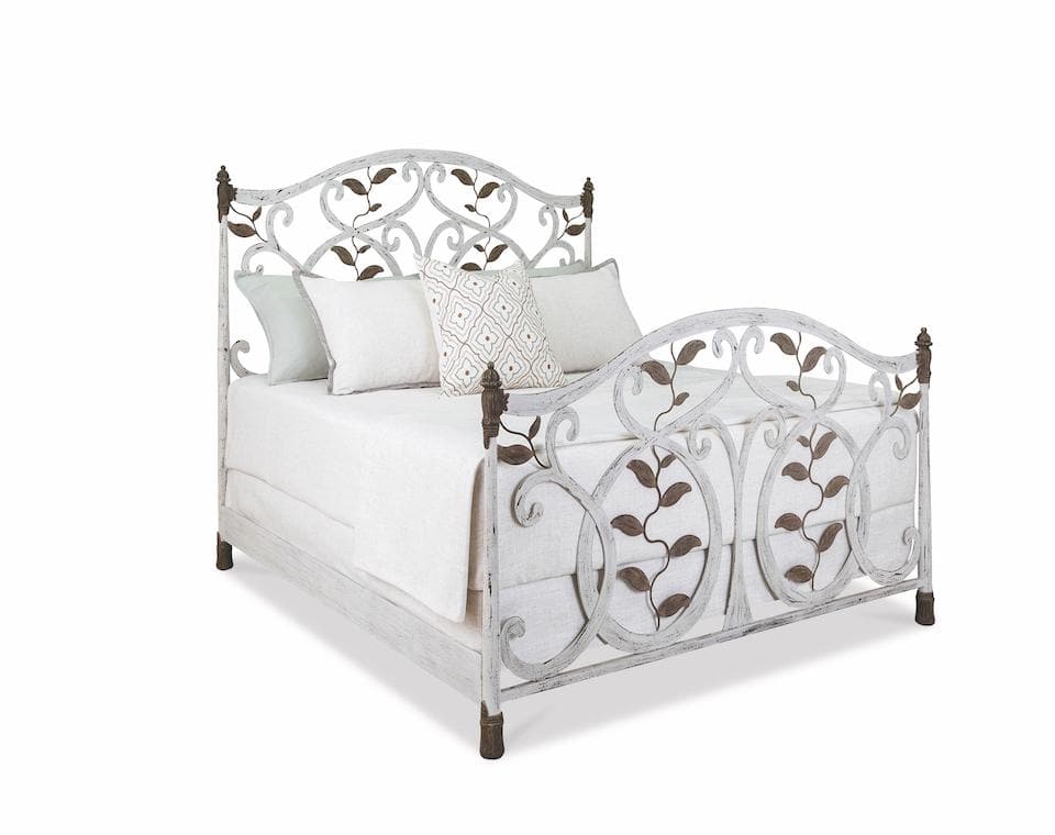 Laurel Bed in Vintage White metal finish