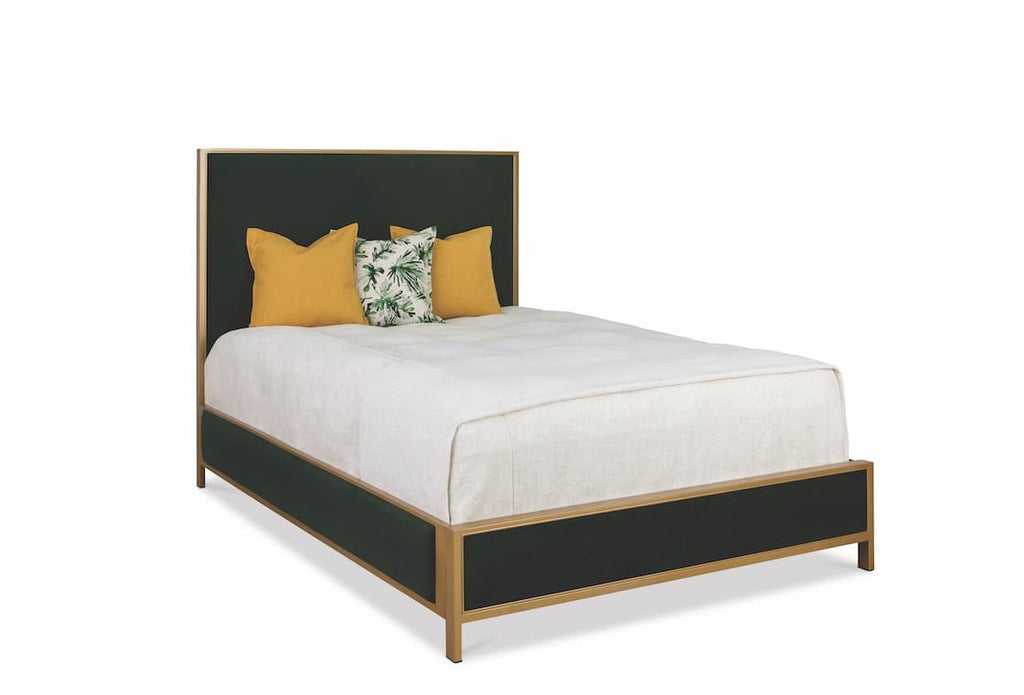 Mason Bed in Opaque Gold metal finish & Chronicle Hemlock fabric