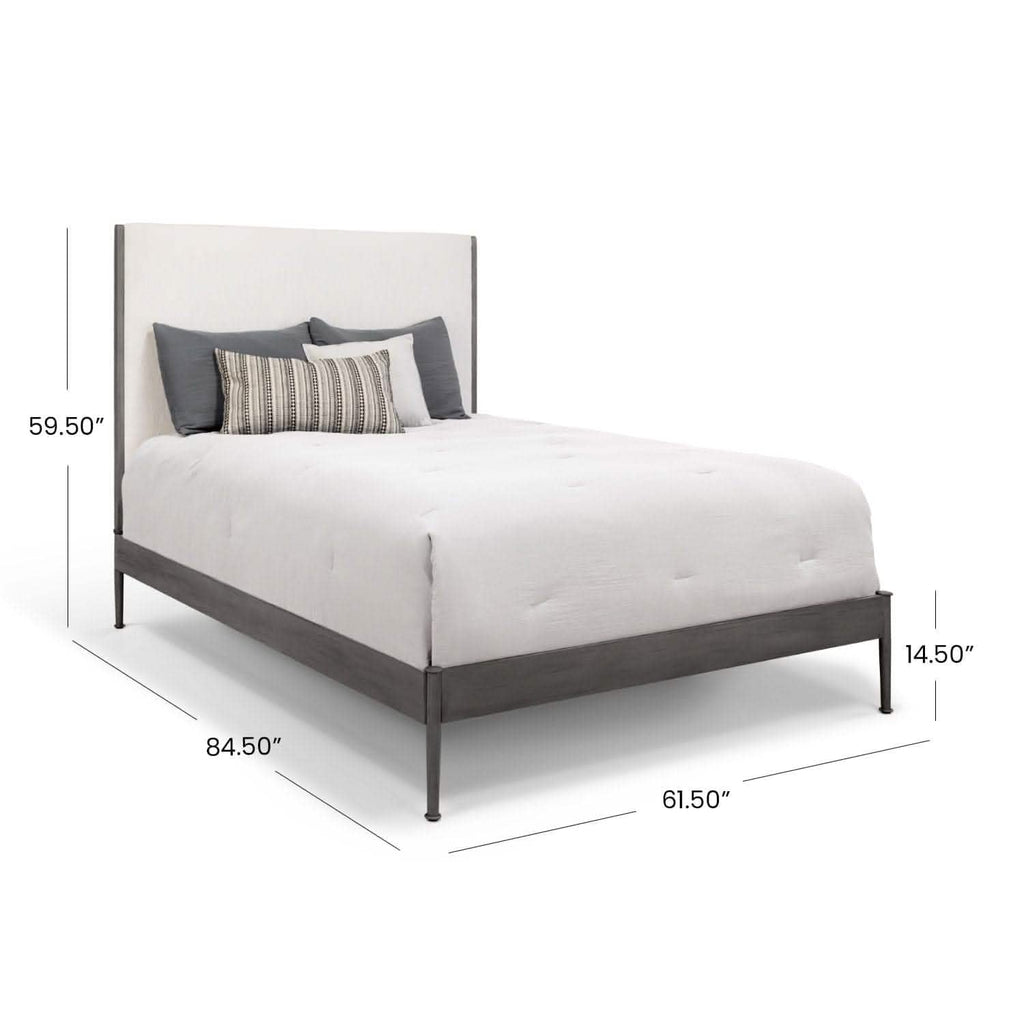 Nile Bed in Weathered Grey Metal Finish & Lyric Ivory Fabric