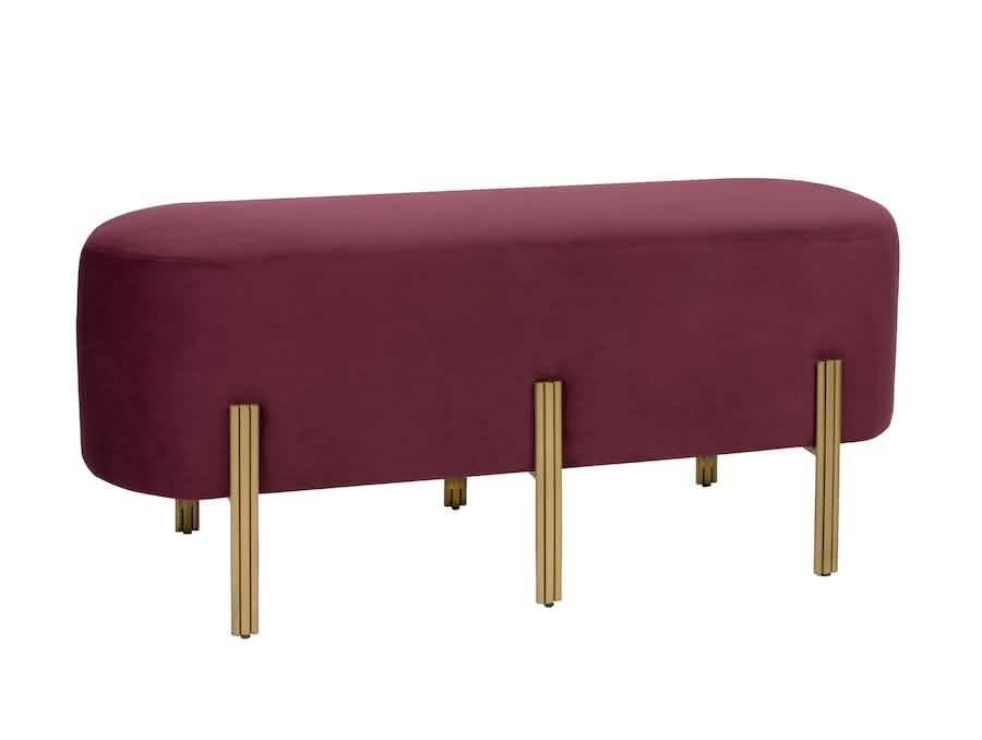 Alexa Bench in Aged Brass metal finish & Chronicle Merlot fabric