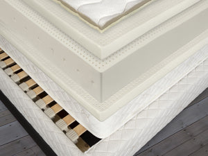 10" of 100% Natural Talalay Latex across 3 layers, with a choice of firmness for each sleeping partner. The centre 6" core is specially designed with 7 zones for incredible full body support