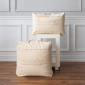 All St Genève Eiderdown and James Bay Wild Canadian goose down duvets and pillows include a specially-made reusable cloth bag
